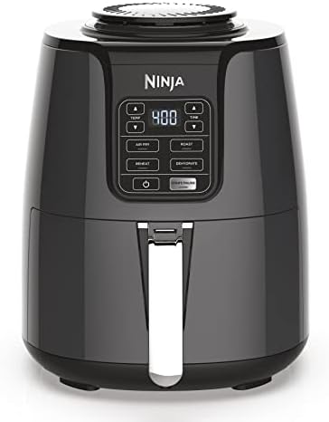 Ninja Air Fryer, Roast, Bake, Air Fry, Roast, Broil, Reheats, & Dehydrates, 4-in-1, Fries, Frozen Food, Veggies, and Juicy Meat, Less Oil, Easy Meals, Healthy Meals, Compact, 4 QT, Grey, AF101