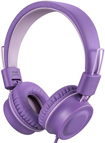 iRAG J01 Kids Headphones Foldable Stereo On-Ear Headset for Children/Teens/Boys/ Girls/iPad/School/ Kindle/Travel/Plane/ Tablet (Lavender)