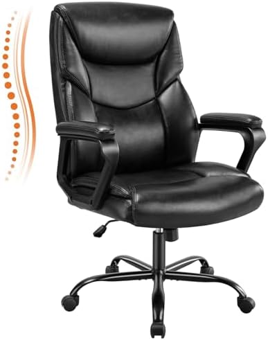 Sweetcrispy Home Office Chair, Leather Computer Gaming Chair with Armrests