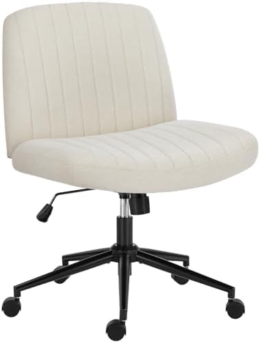 OLIXIS Criss Cross Chair with Wheels, Cross Legged Office Chair Wide Armless Desk Chair, Adjustable Swivel Comfy Home Office Vanity Desk Chair